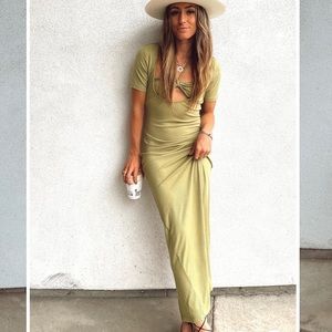 12th Tribe Tied Up Olive Maxi Dress